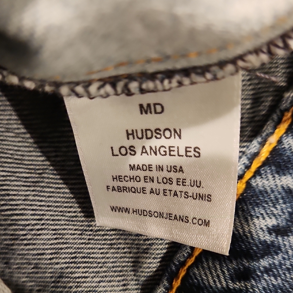 ❤️ HUDSON JEANS TWO-TONE OVERSIZED DISTRESSED DENIM JEAN JACKET, MEDIUM - Picture 10 of 12